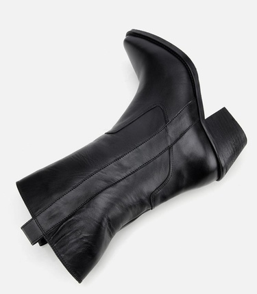  Kadın Deri Siyah Western Topuklu Bot