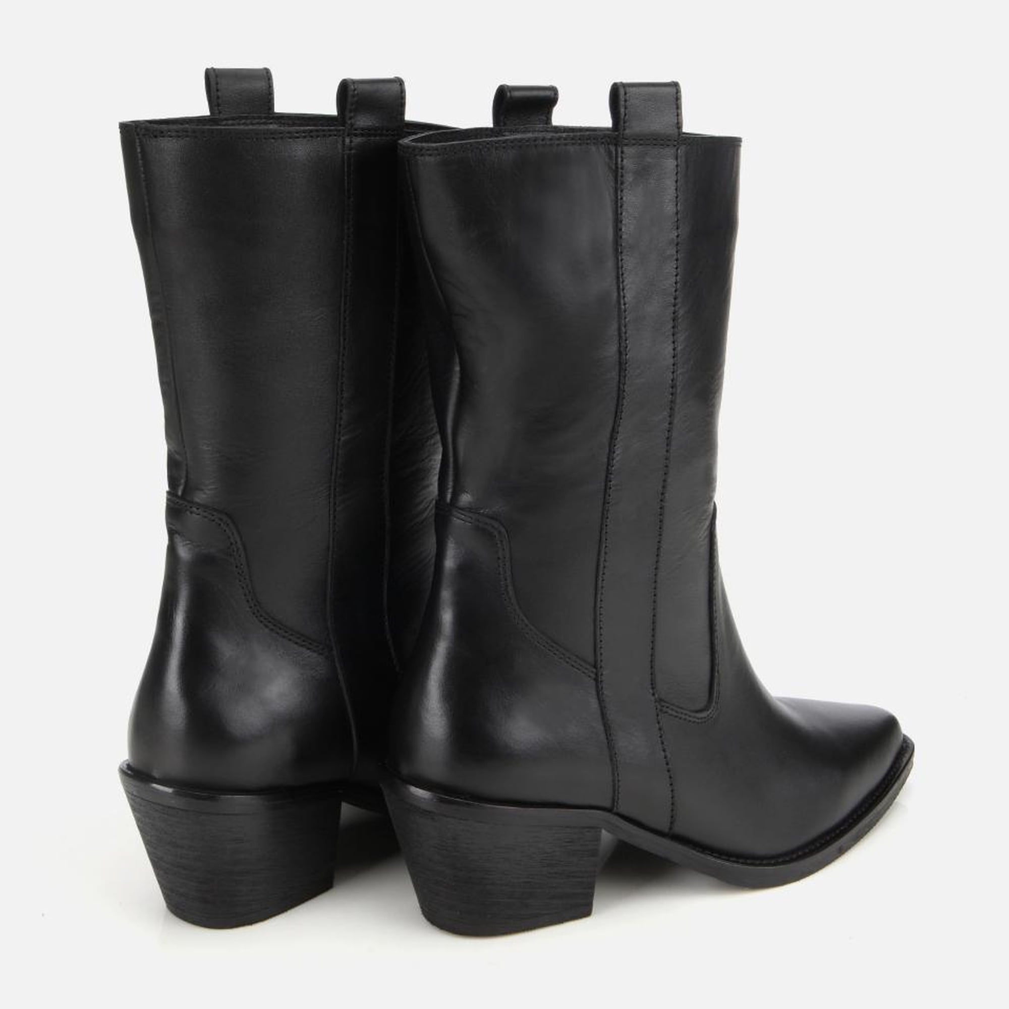 Kadın Deri Siyah Western Topuklu Bot