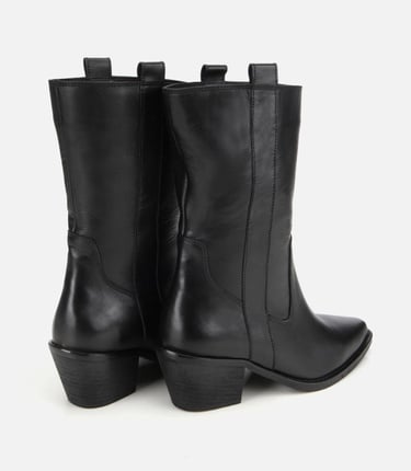  Kadın Deri Siyah Western Topuklu Bot