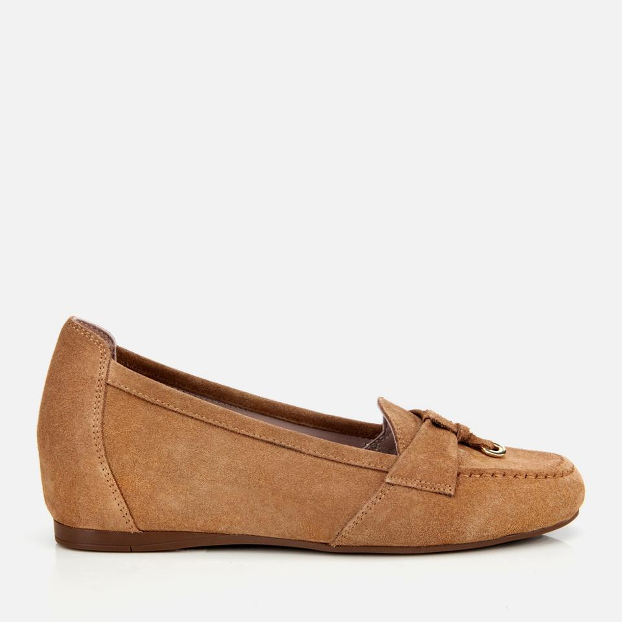 Kadın Süet Deri Taba Dolgu Topuklu Rahat Günlük Loafer