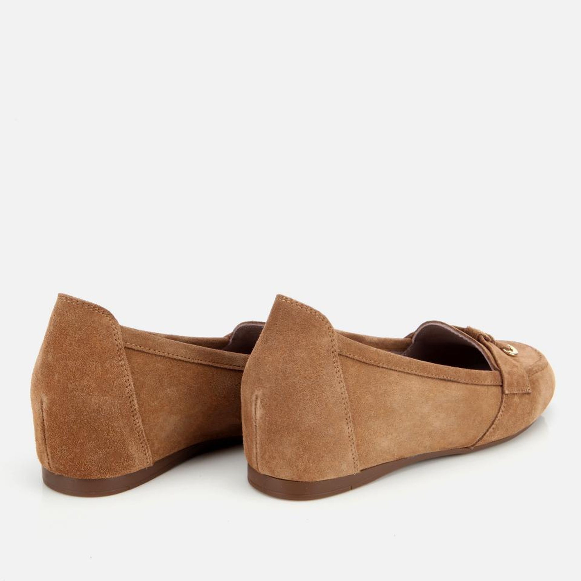 Kadın Süet Deri Taba Dolgu Topuklu Rahat Günlük Loafer