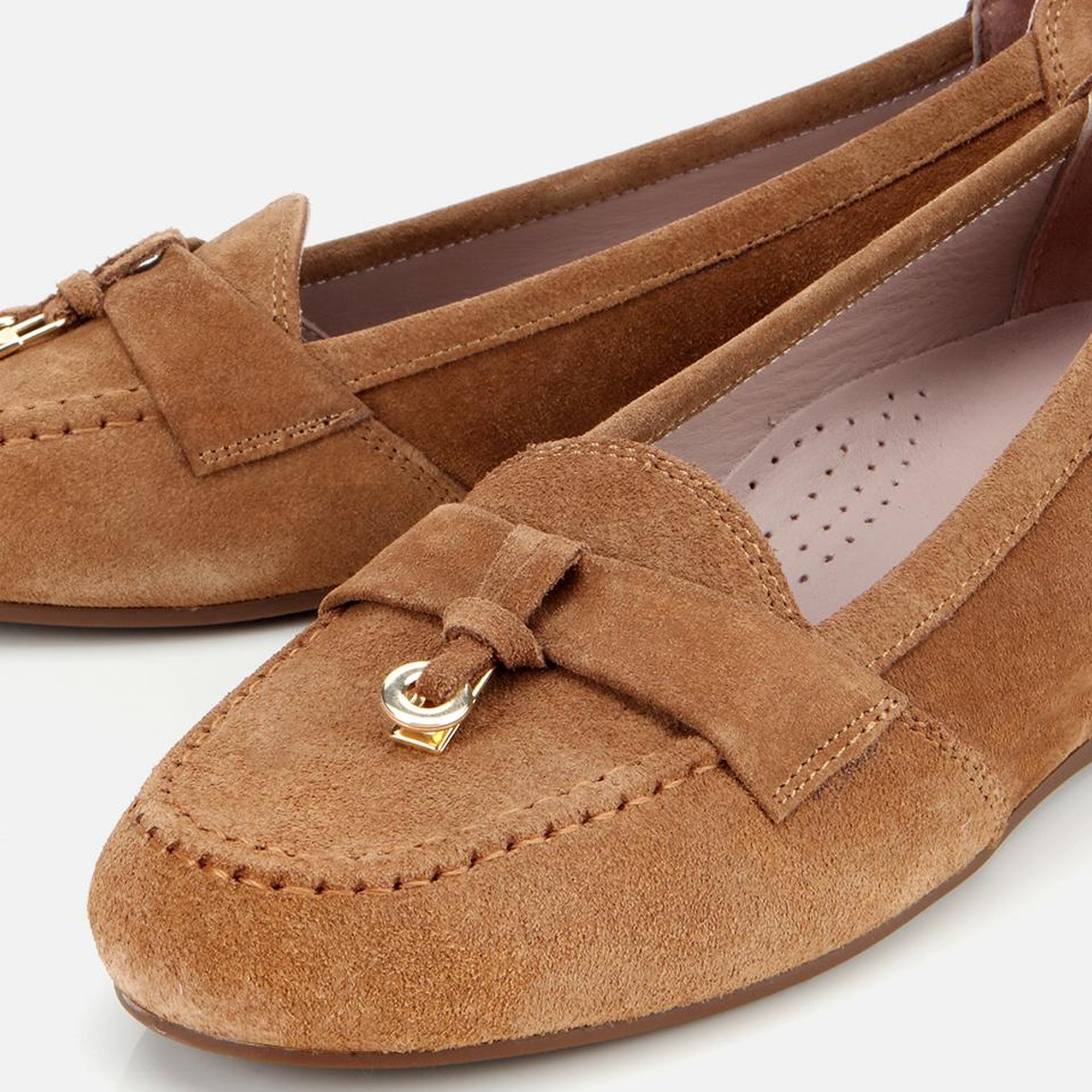 Kadın Süet Deri Taba Dolgu Topuklu Rahat Günlük Loafer