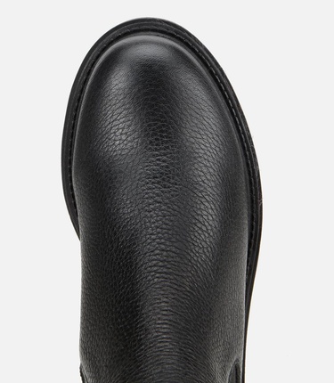  Kadın Deri Siyah Lastik Detaylı Düz Bot