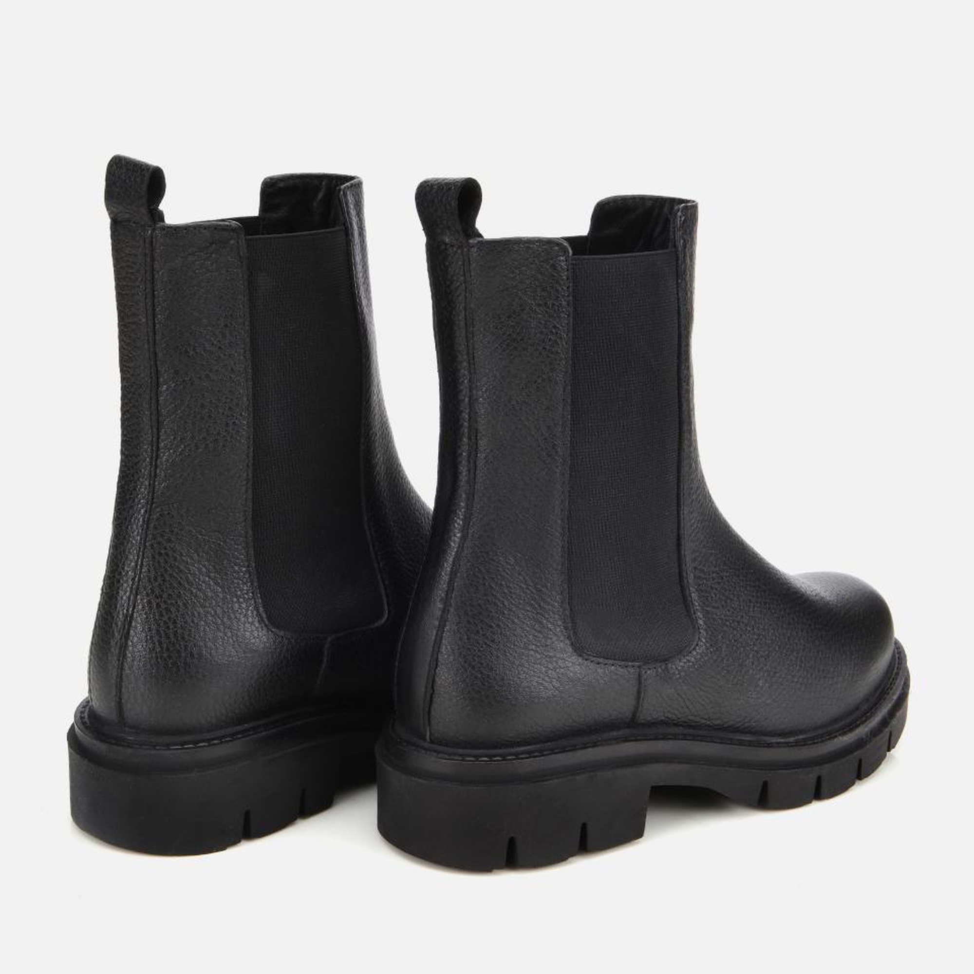 Kadın Deri Siyah Lastik Detaylı Düz Bot