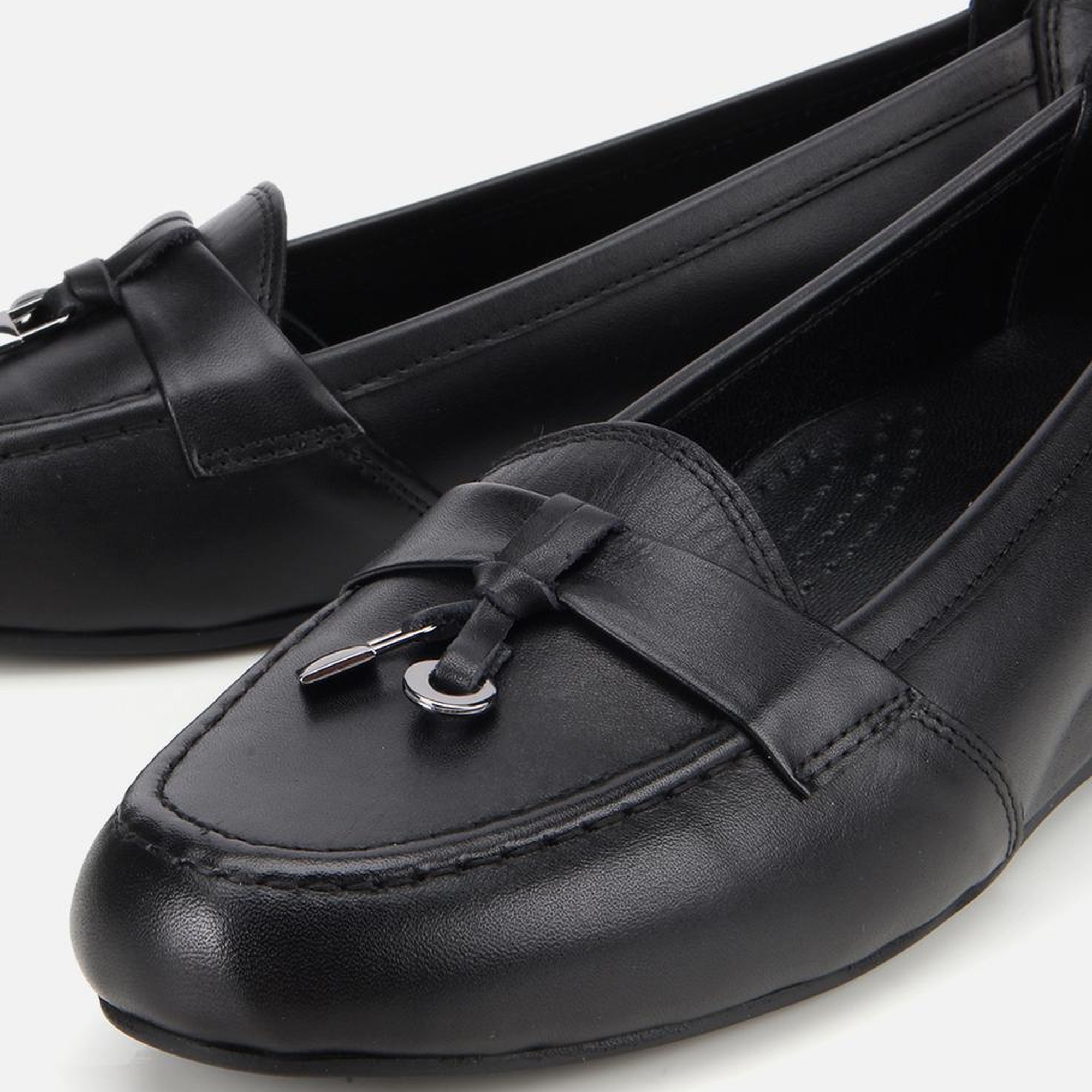 Kadın Deri Siyah Dolgu Topuklu Rahat Günlük Loafer