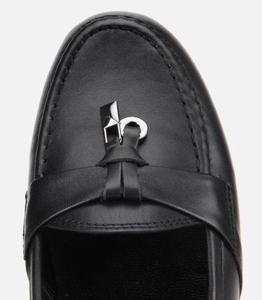  Kadın Deri Siyah Dolgu Topuklu Rahat Günlük Loafer