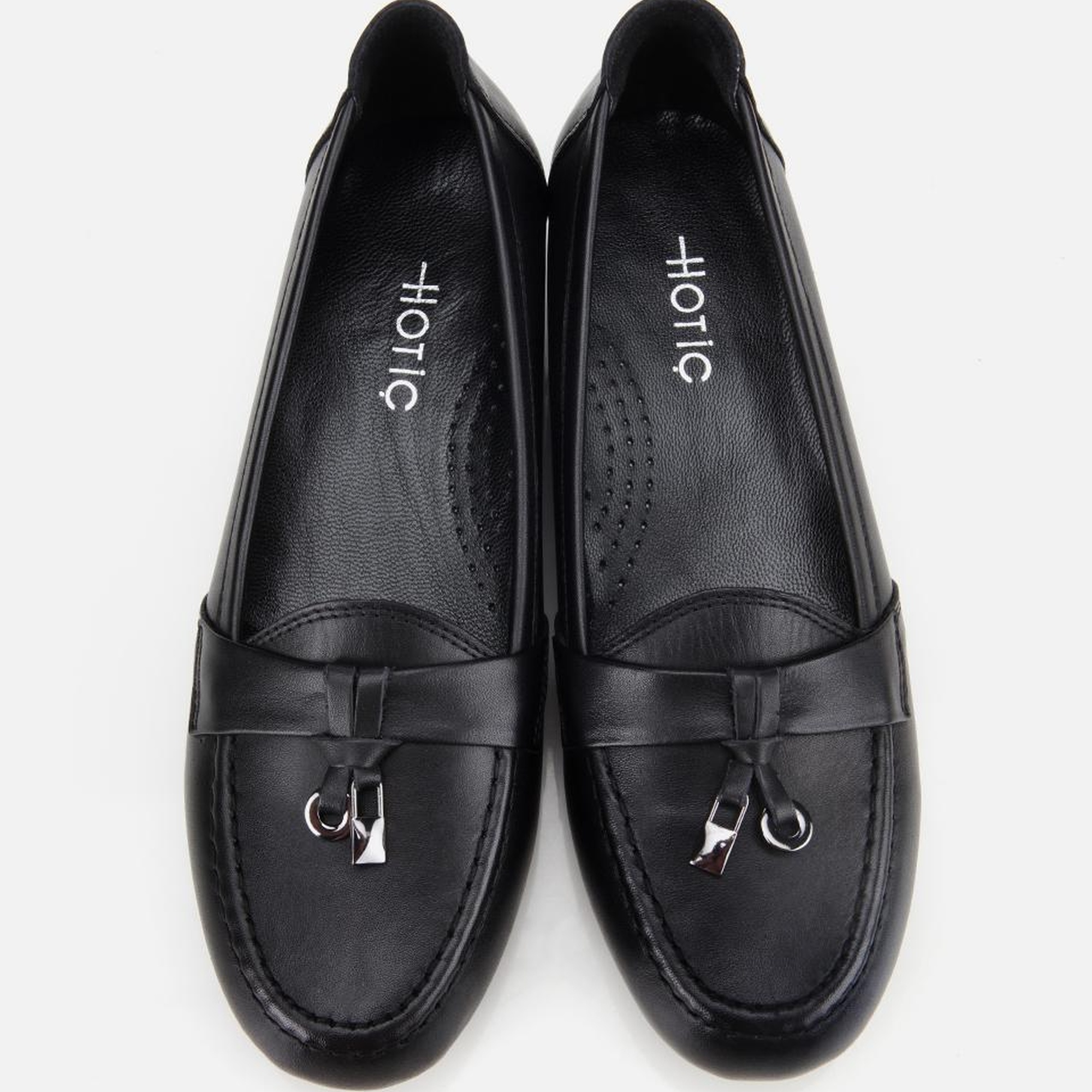 Kadın Deri Siyah Dolgu Topuklu Rahat Günlük Loafer