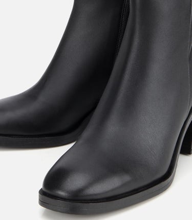  Kadın Deri Siyah Bilekte Topuklu Bot