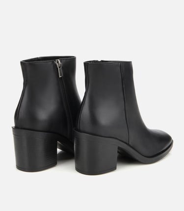  Kadın Deri Siyah Bilekte Topuklu Bot