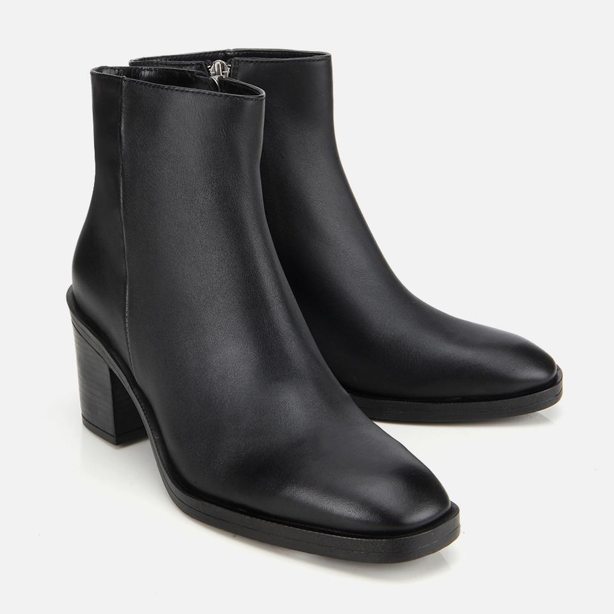 Kadın Deri Siyah Bilekte Topuklu Bot