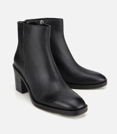  Kadın Deri Siyah Bilekte Topuklu Bot