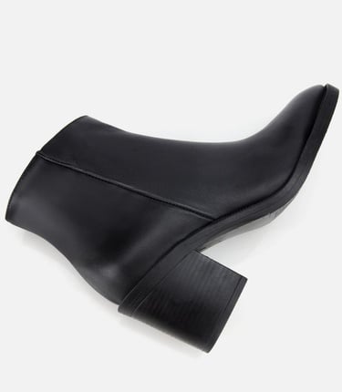  Kadın Deri Siyah Bilekte Topuklu Bot