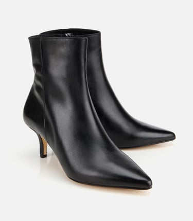  Kadın Deri Siyah Yarım Topuklu Bot