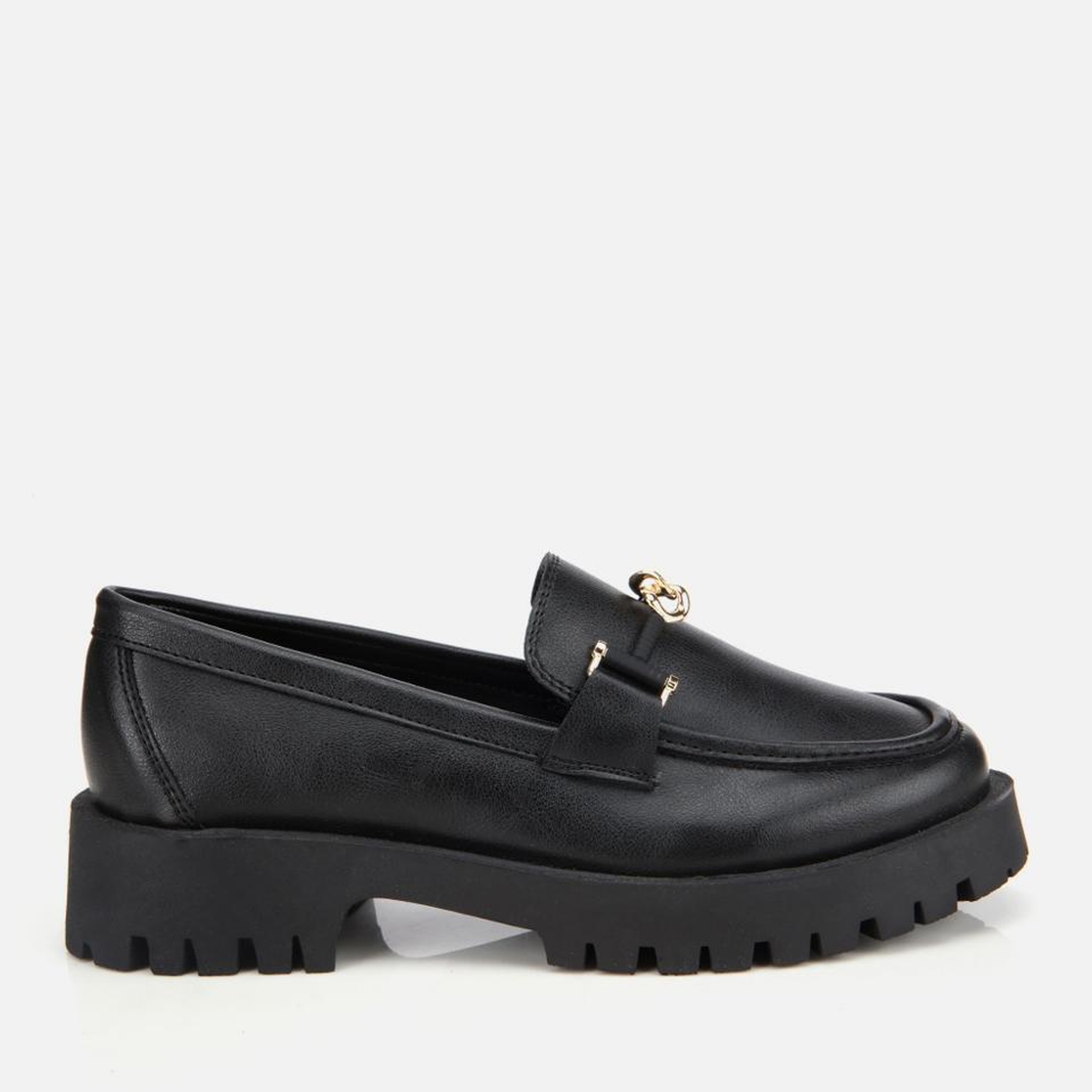 Kadın Siyah Kalın Tabanlı Klasik Loafer