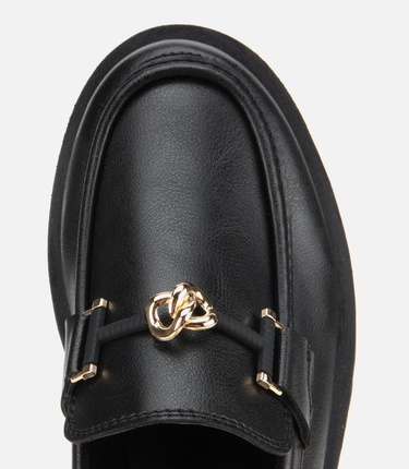  Kadın Siyah Kalın Tabanlı Klasik Loafer