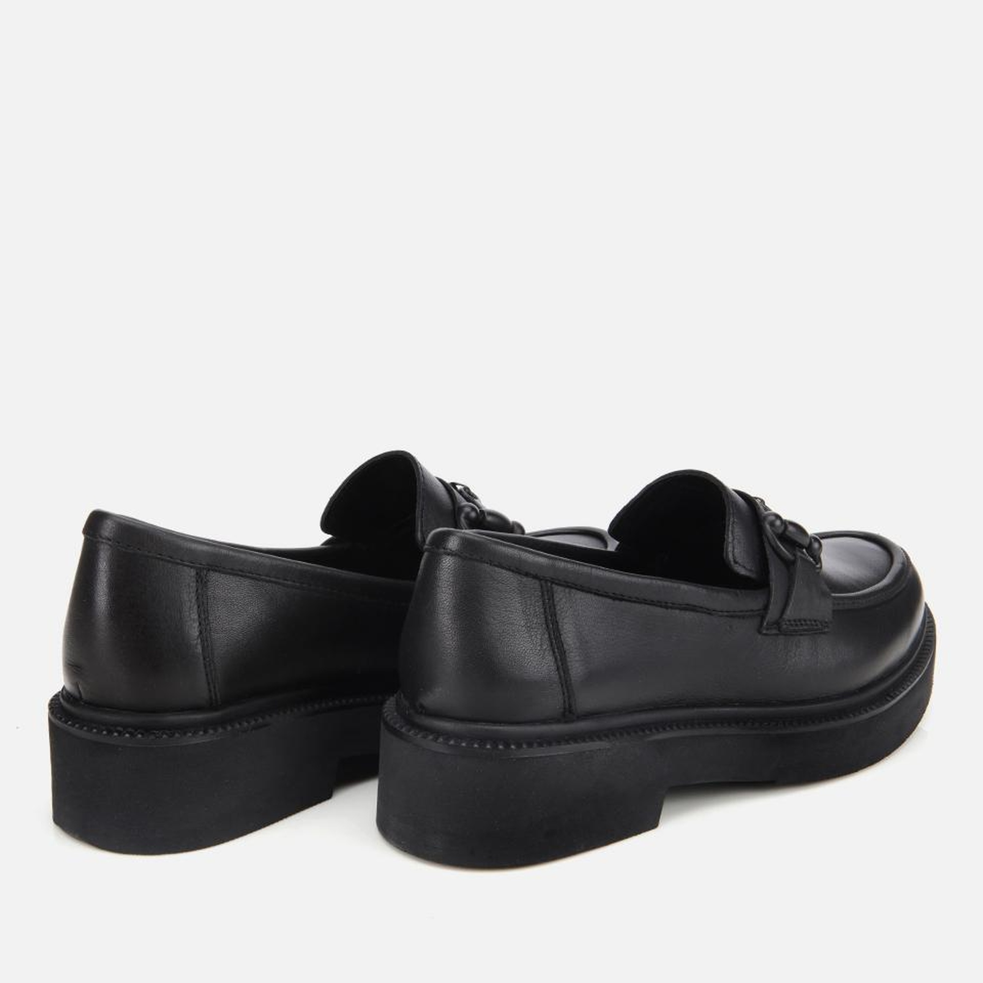 Kadın Deri Siyah Kalın Tabanlı Klasik Loafer