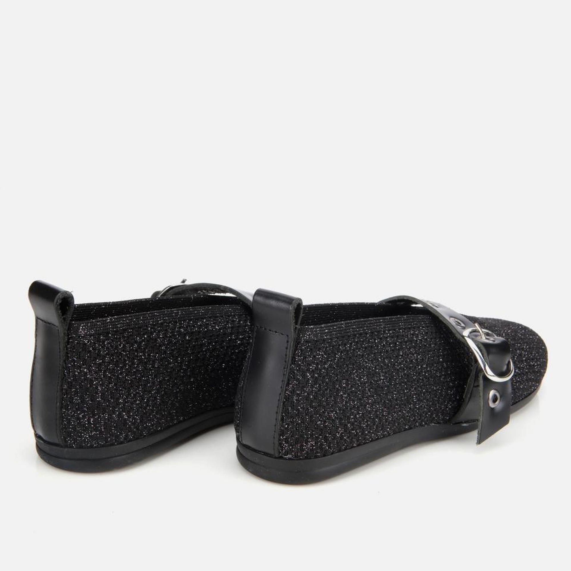 Kadın Siyah Örgü Detaylı Mary Jane Kemerli Babet