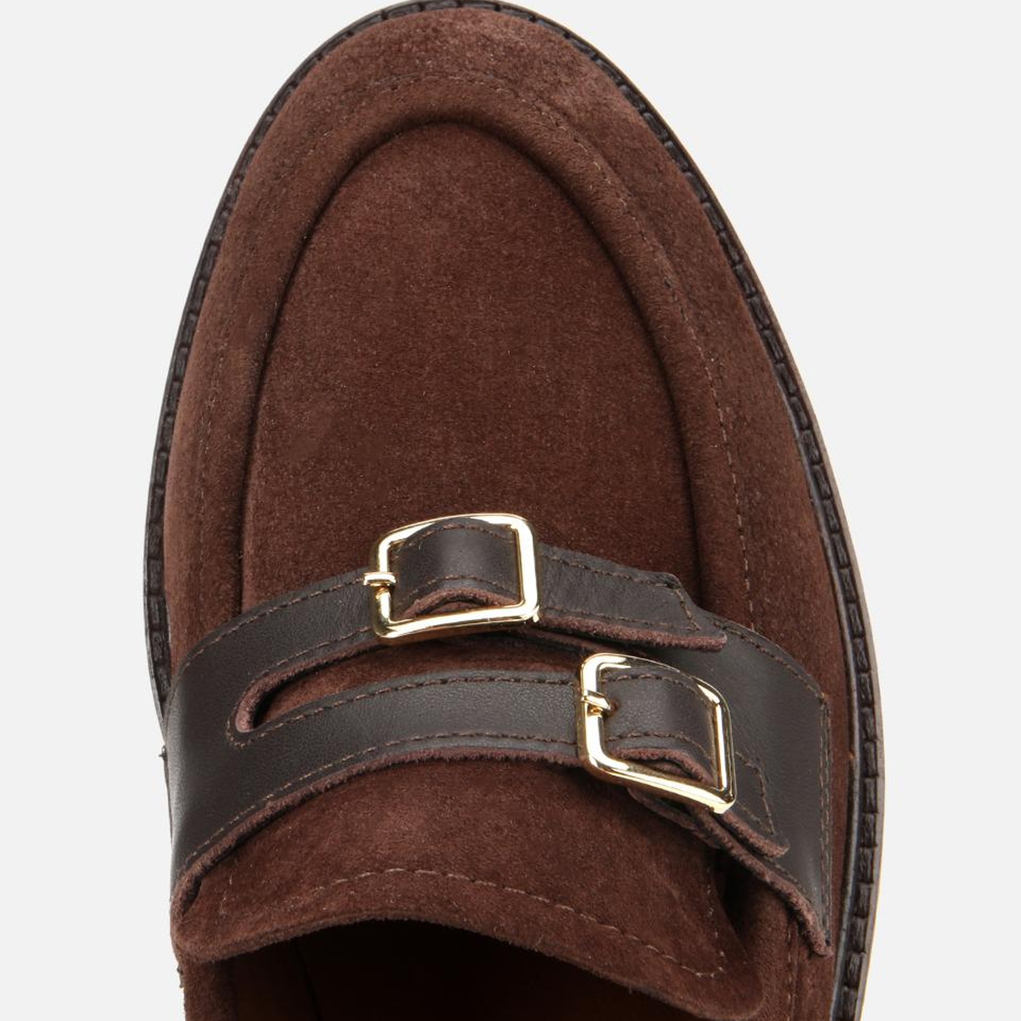 Kadın Süet Deri Kahverengi Kemer Detaylı Günlük Loafer