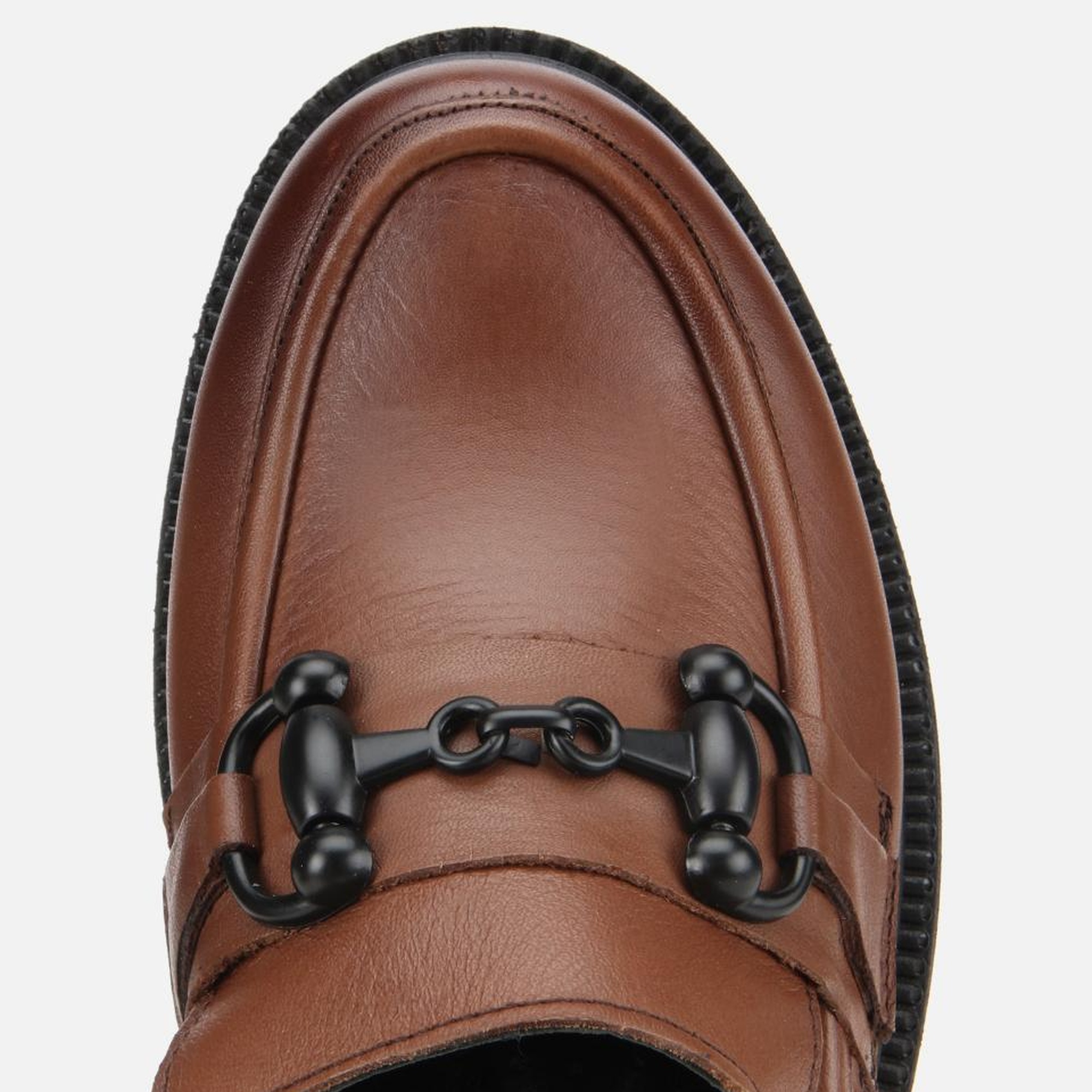 Kadın Deri Kahverengi Kalın Tabanlı Klasik Loafer