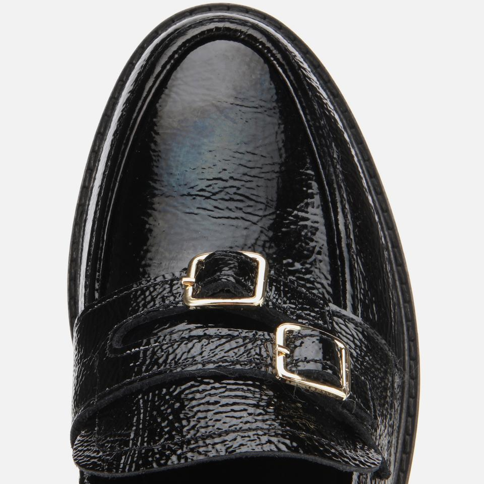 Kadın Rugan Deri Siyah Tokalı Klasik Loafer