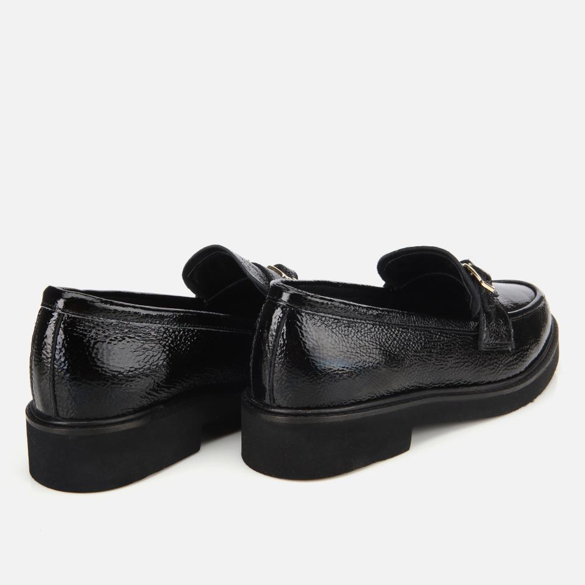 Kadın Rugan Deri Siyah Tokalı Klasik Loafer