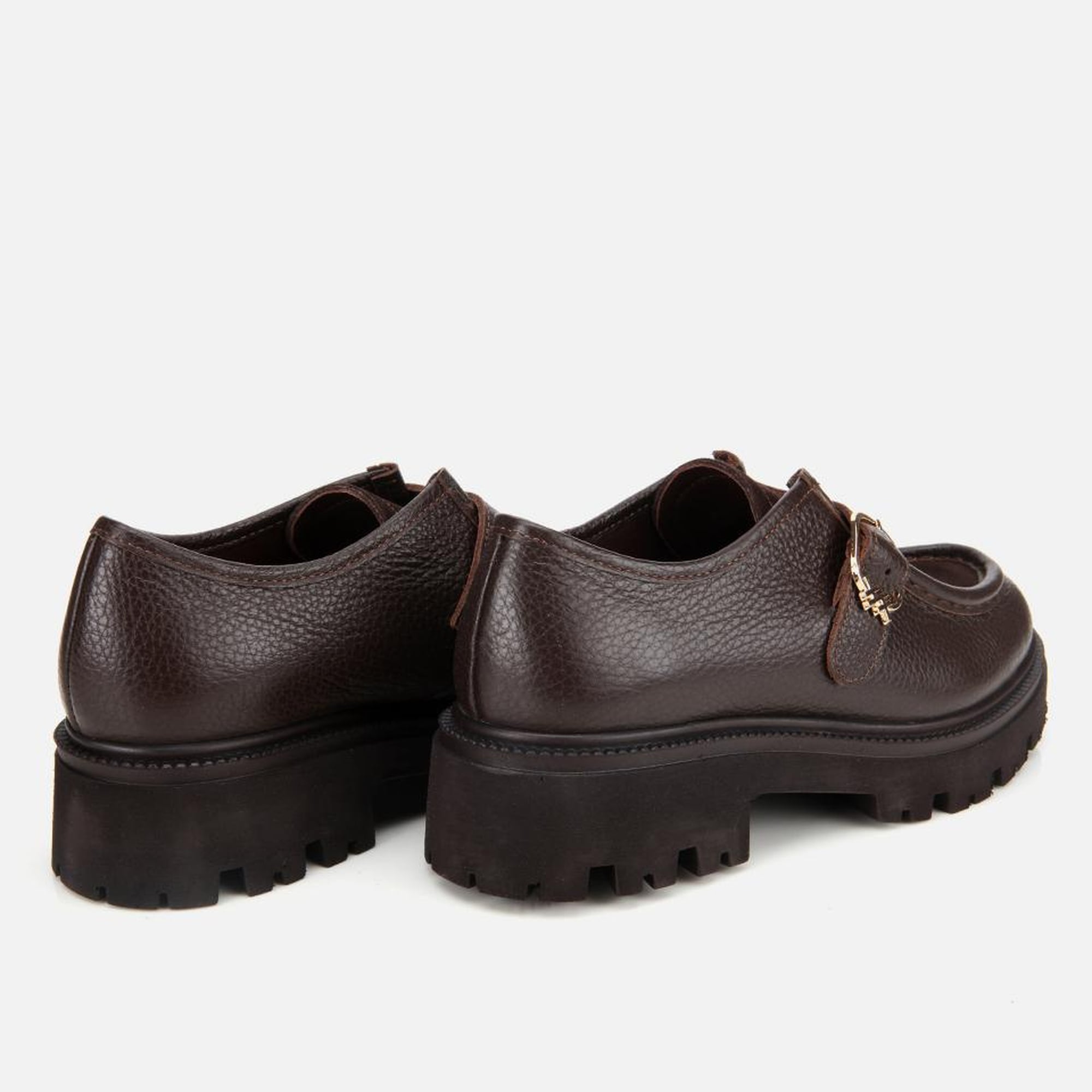 Kadın Süet Deri Kahverengi Toka Detaylı Yüksek Tabanlı Günlük Loafer