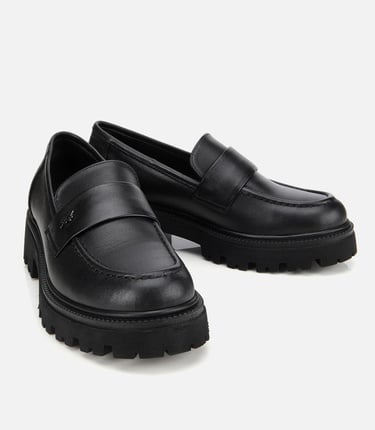  Kadın Deri Siyah Yumuşak Dokulu Günlük Loafer