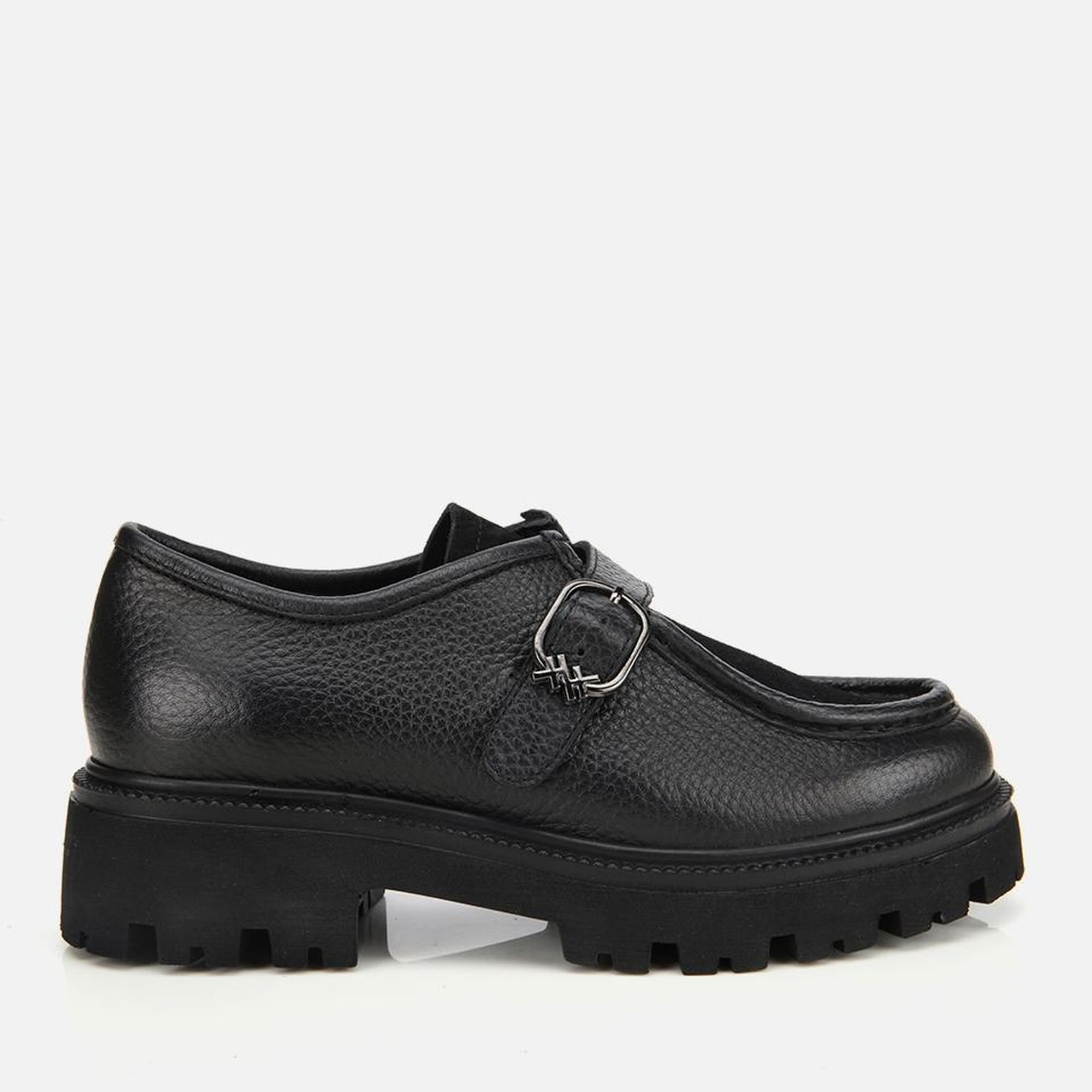 Kadın Süet Deri Siyah Toka Detaylı Yüksek Tabanlı Günlük Loafer