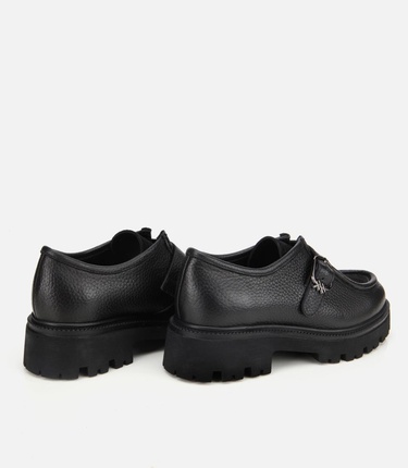  Kadın Süet Deri Siyah Toka Detaylı Yüksek Tabanlı Günlük Loafer