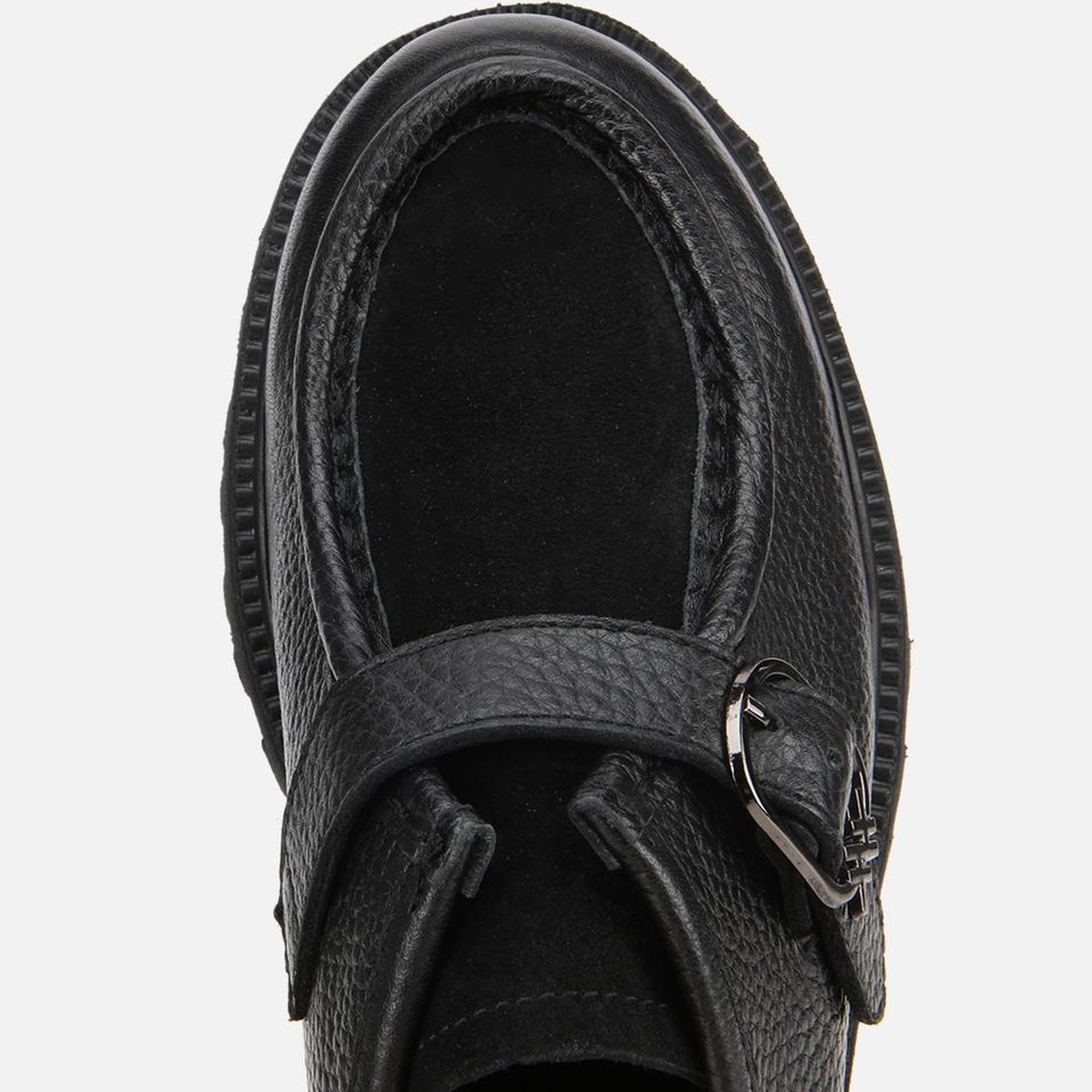 Kadın Süet Deri Siyah Toka Detaylı Yüksek Tabanlı Günlük Loafer