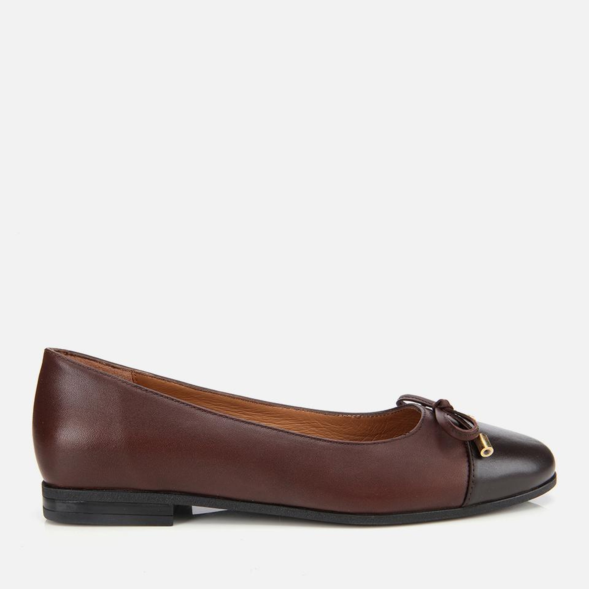 Kadın Deri Kahverengi Fiyonk Detaylı Babet