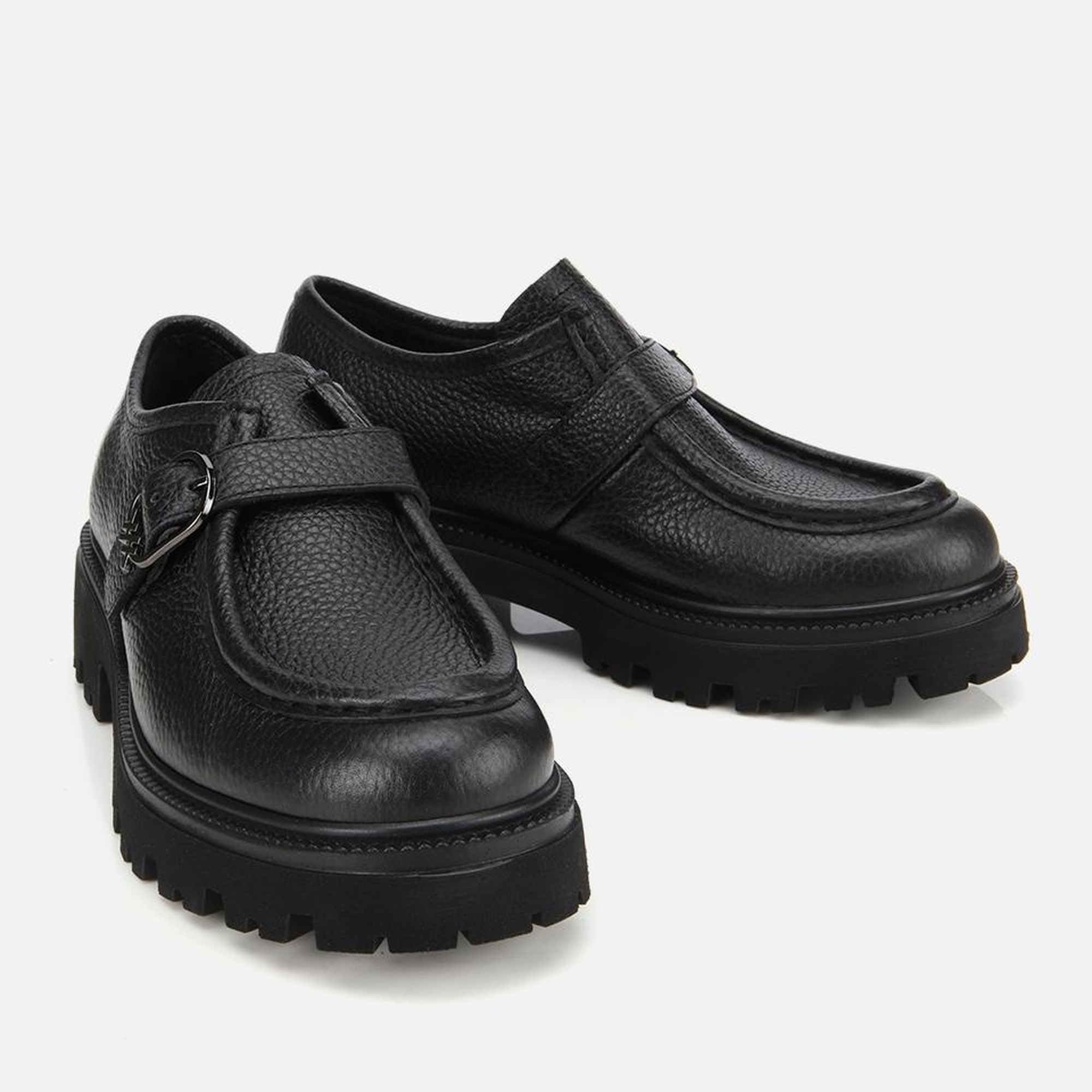 Kadın Deri Siyah Toka Detaylı Yüksek Tabanlı Günlük Loafer