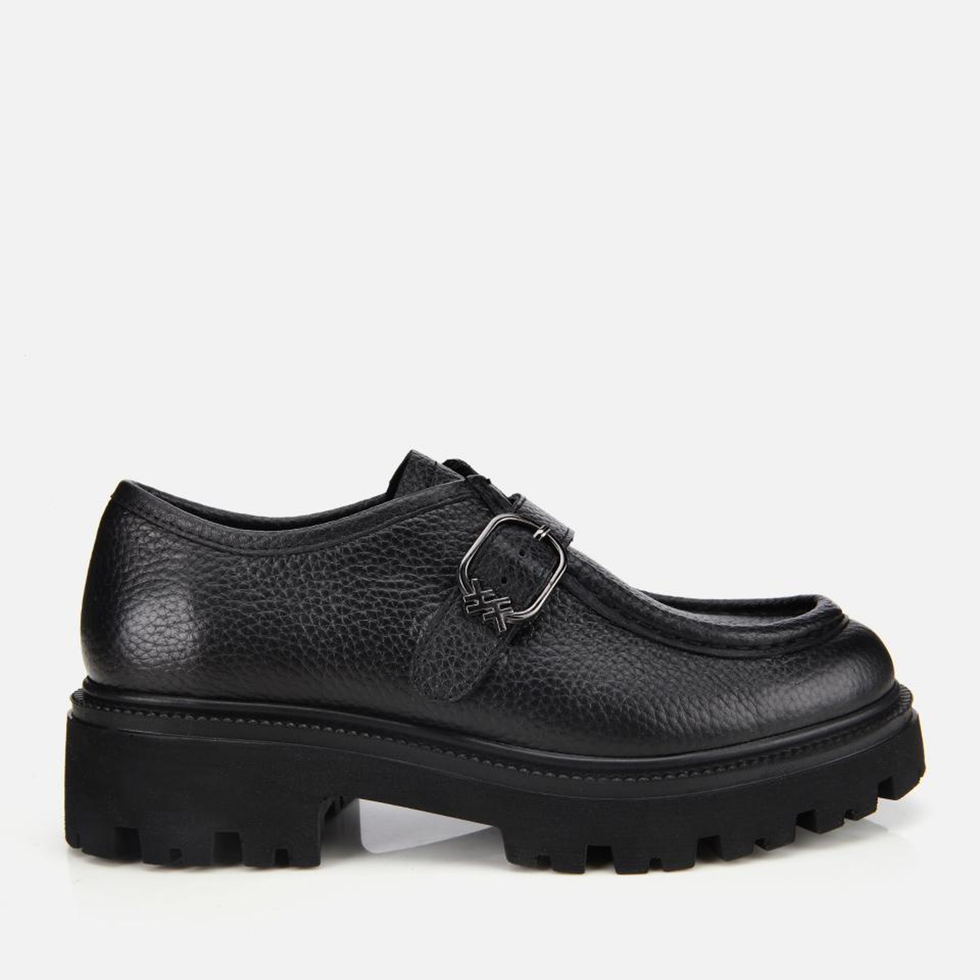 Kadın Deri Siyah Toka Detaylı Yüksek Tabanlı Günlük Loafer