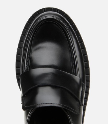  Kadın Açma Deri Siyah Günlük Loafer