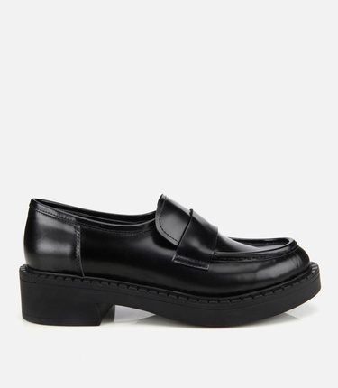  Kadın Açma Deri Siyah Günlük Loafer