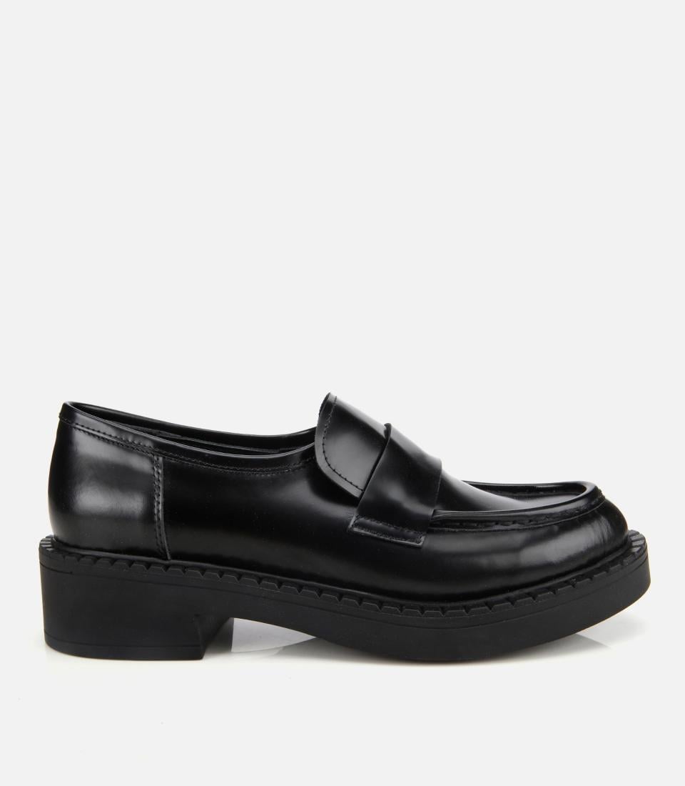  Kadın Açma Deri Siyah Günlük Loafer