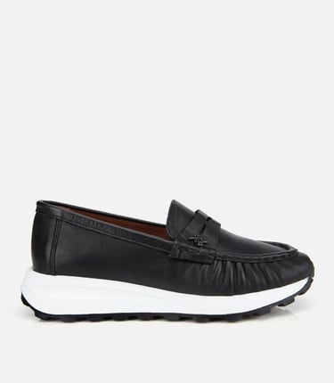  Kadın Deri Siyah Yumuşak Dokulu Günlük Loafer