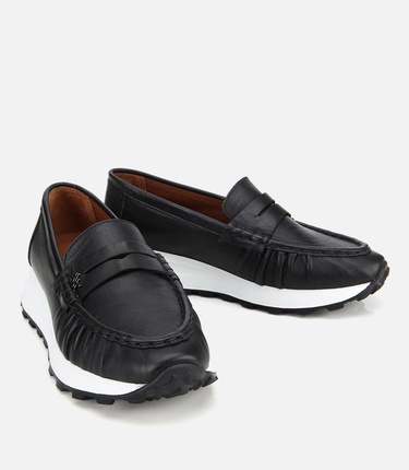  Kadın Deri Siyah Yumuşak Dokulu Günlük Loafer