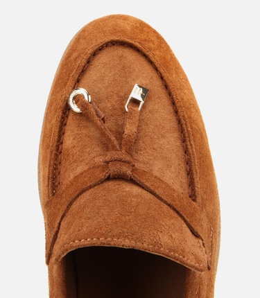  Kadın Süet Deri Taba Gold Aksesuarlı Klasik Loafer