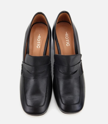  Kadın Deri Siyah Topuklu Loafer