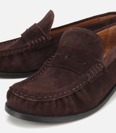  Kadın Süet Deri Kahverengi Yumuşak Dokulu Klasik Loafer