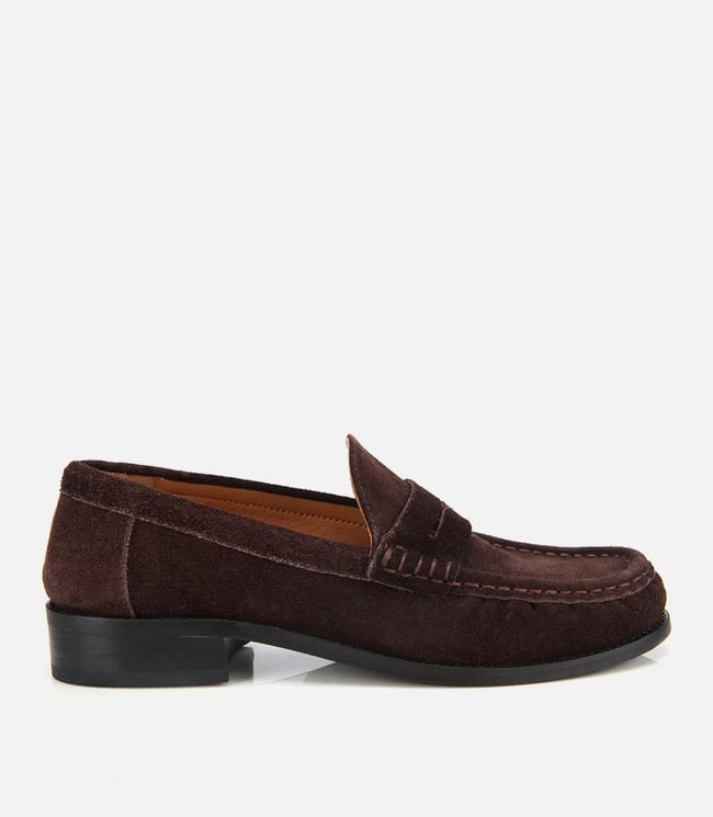  Kadın Süet Deri Kahverengi Yumuşak Dokulu Klasik Loafer