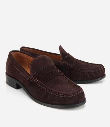  Kadın Süet Deri Kahverengi Yumuşak Dokulu Klasik Loafer