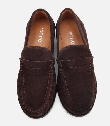  Kadın Süet Deri Kahverengi Yumuşak Dokulu Klasik Loafer