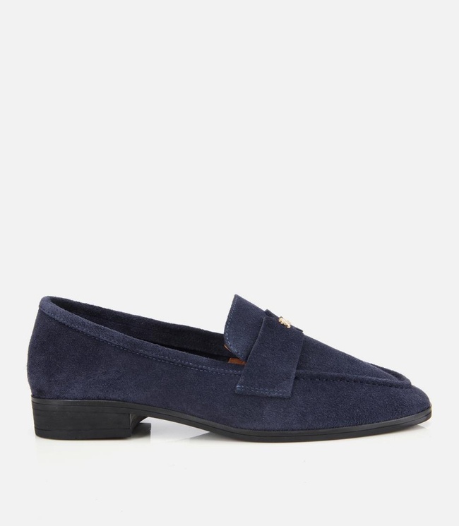  Kadın Süet Deri Lacivert Yumuşak Dokulu Klasik Loafer