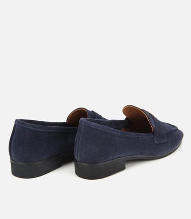  Kadın Süet Deri Lacivert Yumuşak Dokulu Klasik Loafer