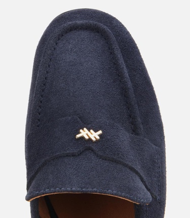  Kadın Süet Deri Lacivert Yumuşak Dokulu Klasik Loafer