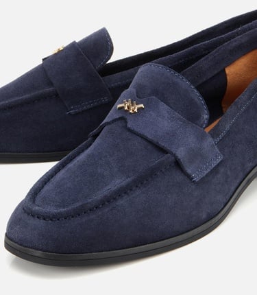  Kadın Süet Deri Lacivert Yumuşak Dokulu Klasik Loafer