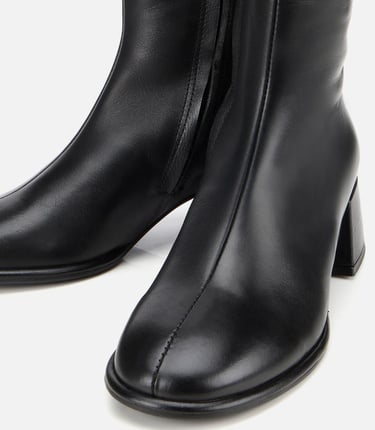  Kadın Deri Siyah Bilekte Topuklu Bot