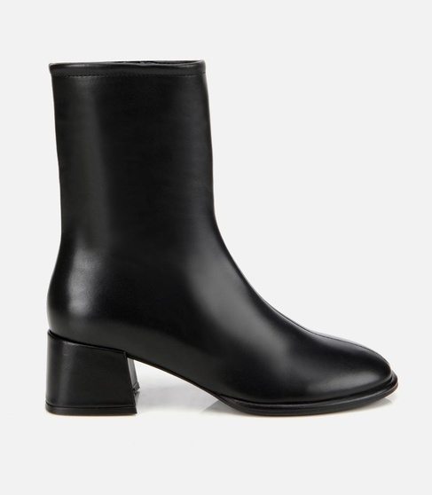  Kadın Deri Siyah Bilekte Topuklu Bot